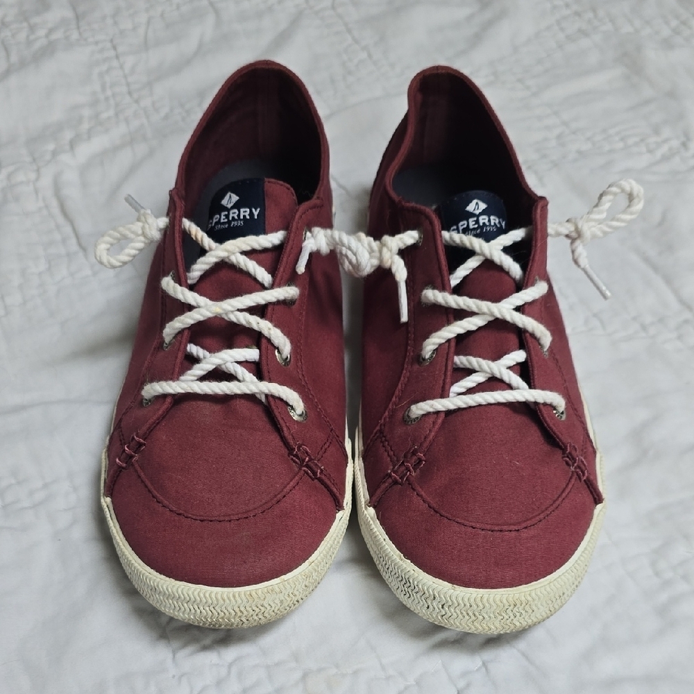 Sperry Maroon Sneakers with White Accents